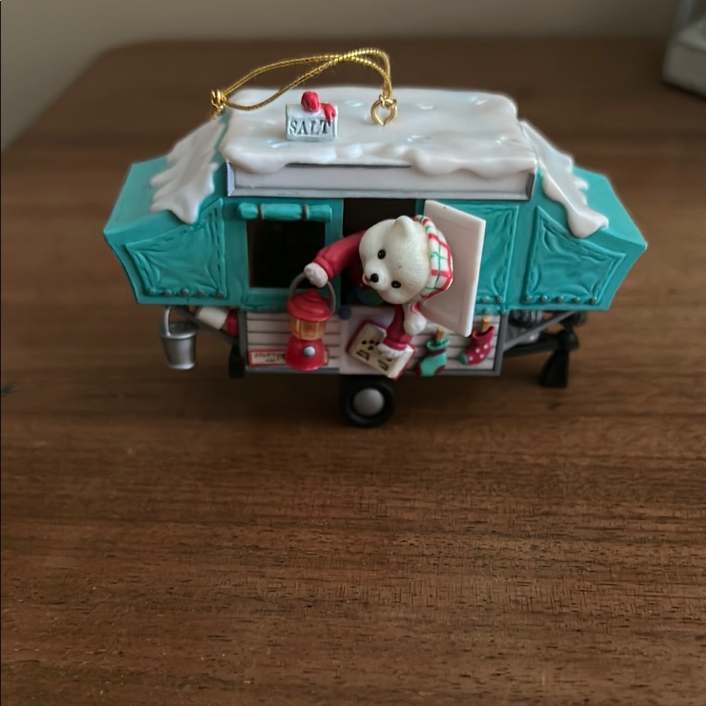 Holiday Camper Ornament with Bear